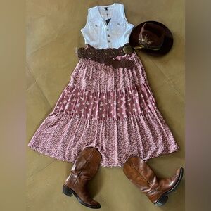 Sincerely Jules Triple Tier Ditzy Floral Maxi Skirt